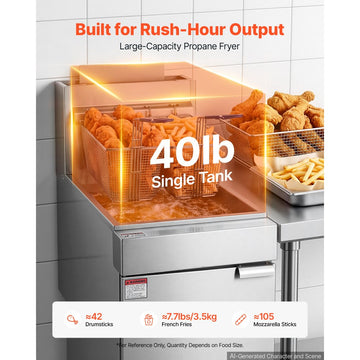 Vevor Deep Fryer Commercial Propane 90,000 BTU 40 lbs Floor-Standing with 2 Baskets New