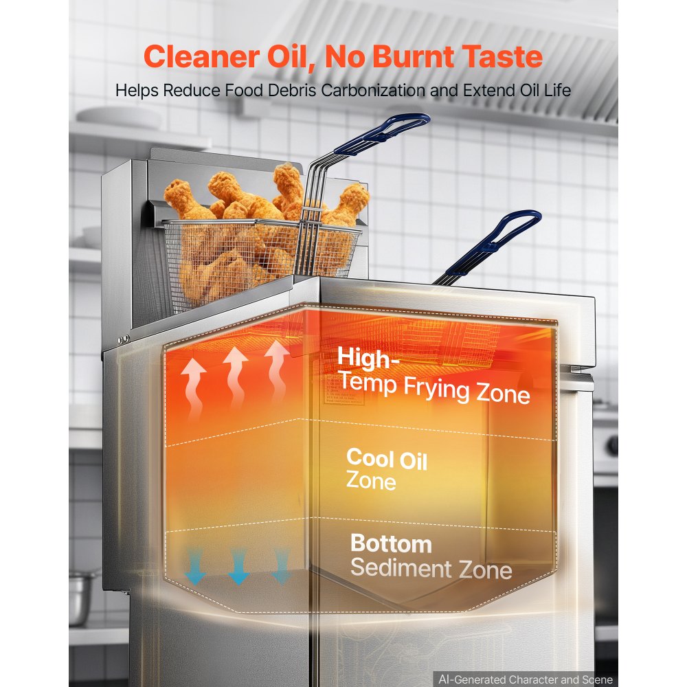 Vevor Deep Fryer Commercial Propane 90,000 BTU 40 lbs Floor-Standing with 2 Baskets New