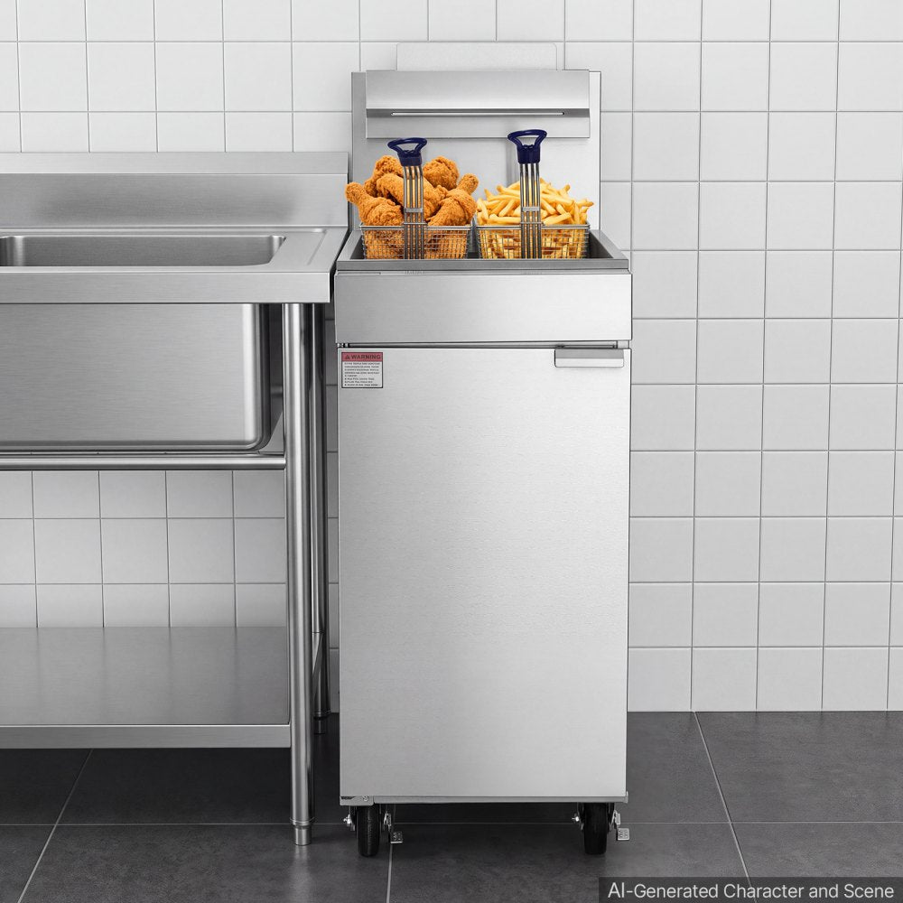 Vevor Deep Fryer Commercial Propane 90,000 BTU 40 lbs Floor-Standing with 2 Baskets New