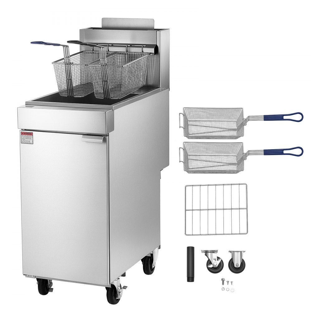 Vevor Deep Fryer Commercial Propane 90,000 BTU 40 lbs Floor-Standing with 2 Baskets New