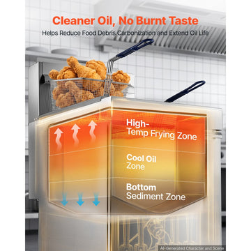 Vevor Deep Fryer Commercial Propane 80 lbs Floor Standing Stainless Steel with 2 Baskets New