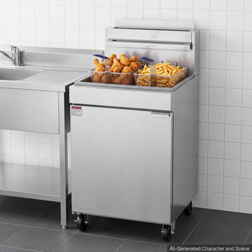 Vevor Deep Fryer Commercial Propane 80 lbs Floor Standing Stainless Steel with 2 Baskets New
