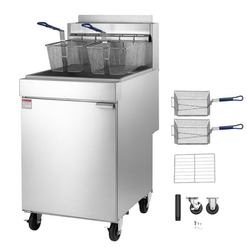 Vevor Deep Fryer Commercial Propane 80 lbs Floor Standing Stainless Steel with 2 Baskets New
