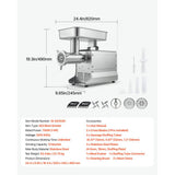 Vevor Meat Grinder Commercial Electric #22 13 lbs/min Stainless Steel Sausage Maker New