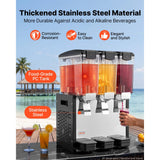 Vevor Beverage Dispenser Commercial 3-Tank 10 L Stainless Steel Juice Drink Machine New