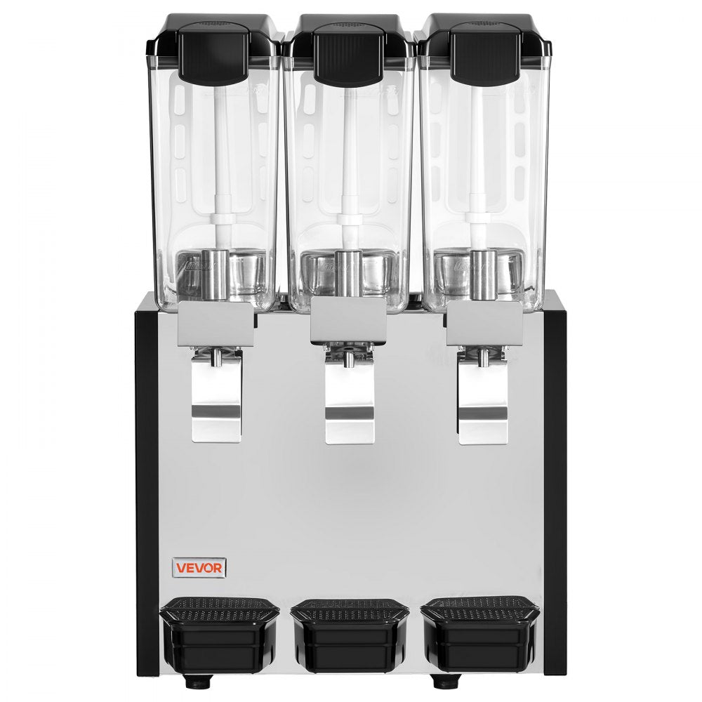 Vevor Beverage Dispenser Commercial 3-Tank 10 L Stainless Steel Juice Drink Machine New