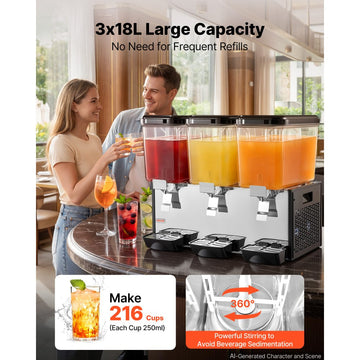Vevor Commercial Beverage Dispenser 3 x 18L Cold Drink Machine New