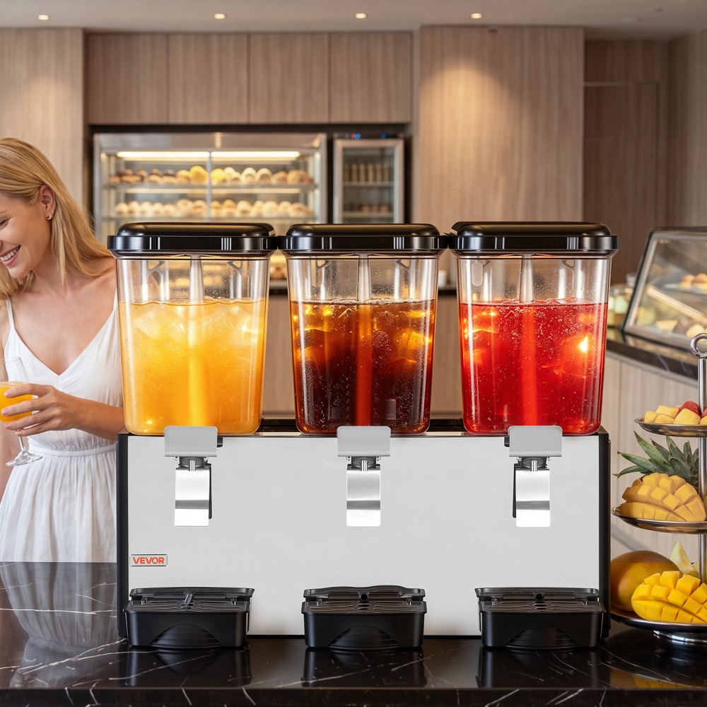 Vevor Commercial Beverage Dispenser 3 x 18L Cold Drink Machine New