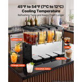 Vevor Commercial Beverage Dispenser 4-Tank 12 L Stainless Steel Juice Drink Machine New