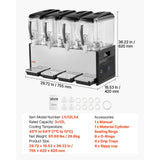 Vevor Commercial Beverage Dispenser 4-Tank 12 L Stainless Steel Juice Drink Machine New