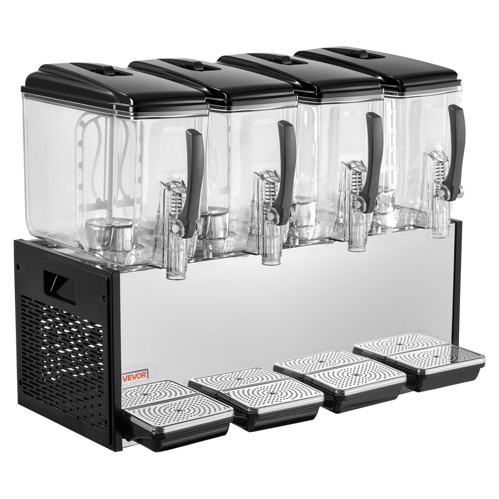 Vevor Commercial Beverage Dispenser 4-Tank 12 L Stainless Steel Juice Drink Machine New
