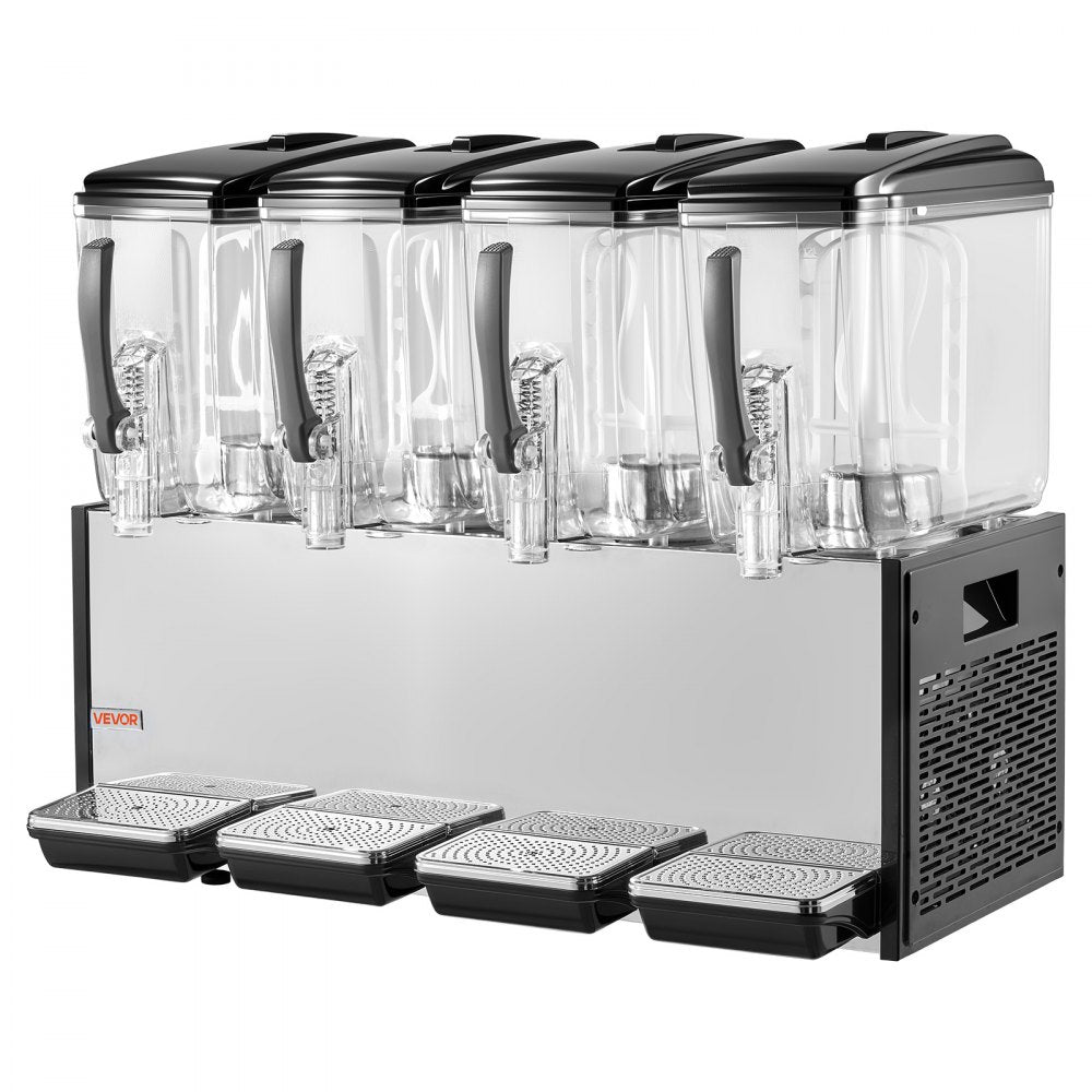 Vevor Commercial Beverage Dispenser 4-Tank 12 L Stainless Steel Juice Drink Machine New