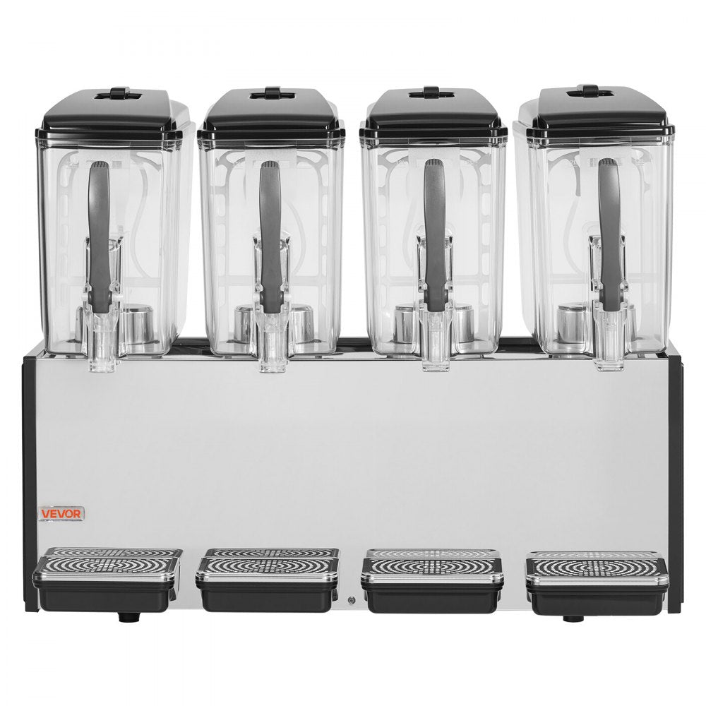 Vevor Commercial Beverage Dispenser 4-Tank 12 L Stainless Steel Juice Drink Machine New