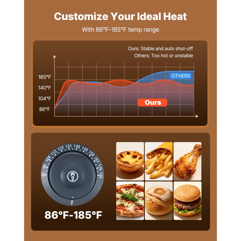 Vevor Food Warmer Display 3-Tier Commercial 48" 190 Qt Countertop Merchandiser New