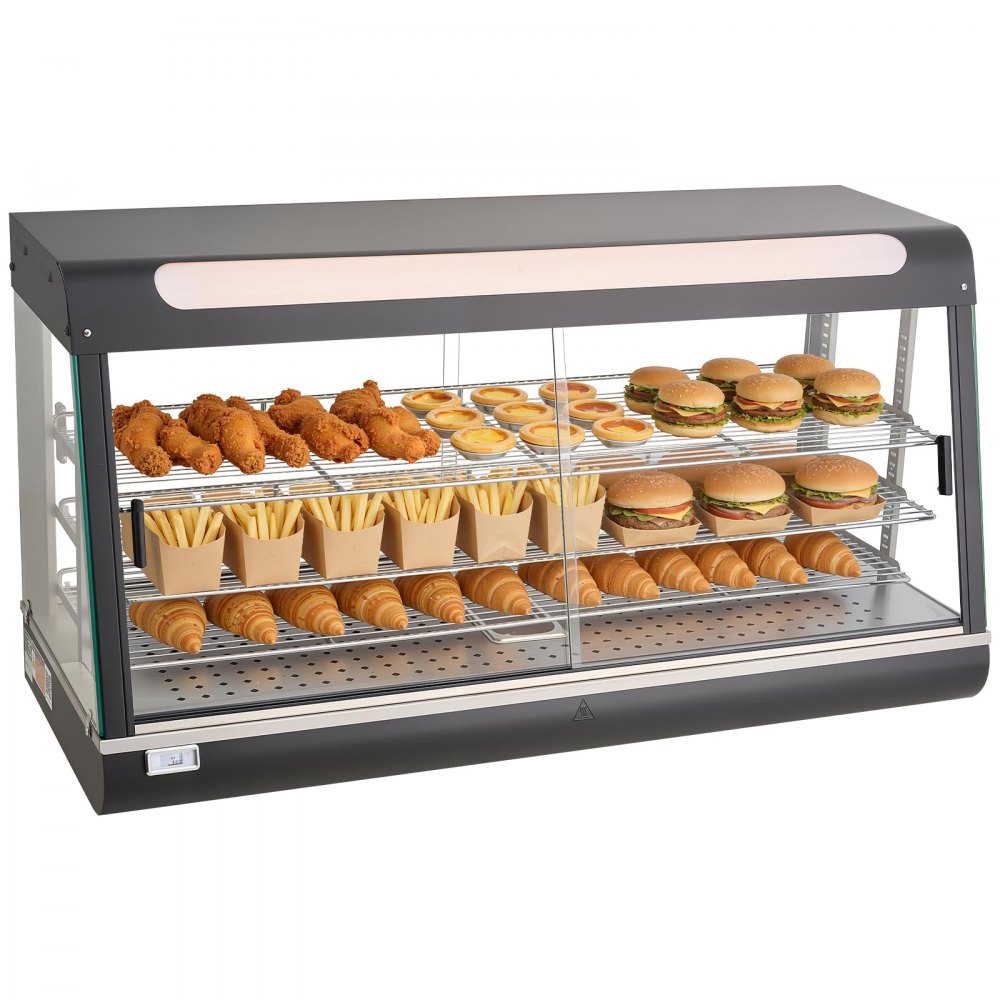 Vevor Food Warmer Display 3-Tier Commercial 48" 190 Qt Countertop Merchandiser New