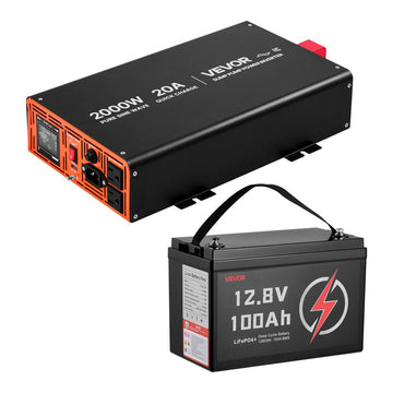 Vevor Sump Pump Battery Backup System 2000W 100 Ah LiFePO4 Pure Sine Wave Inverter New