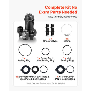 Vevor Sewage Grinder System 1 HP 5100 GPH Cast Iron Pump with Basin 120V 2" Discharge Black New