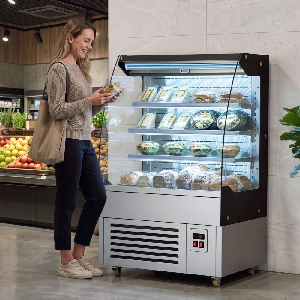 Vevor Open Air Merchandiser 5.4 cu. ft. 3-Tier Commercial Refrigerator Display Cooler New