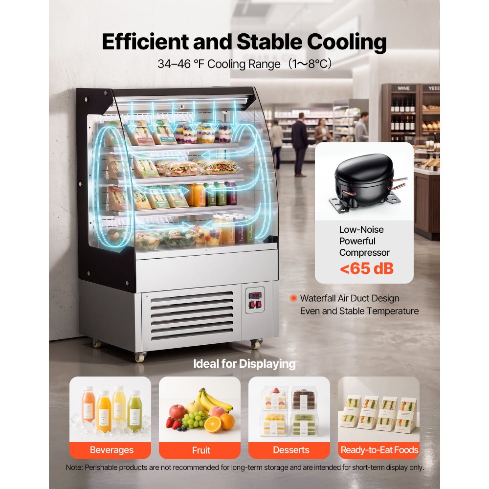 Vevor Open Air Merchandiser 5.4 cu. ft. 3-Tier Commercial Refrigerator Display Cooler New