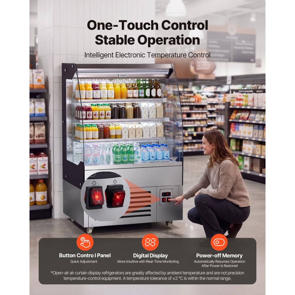 Vevor Open Air Merchandiser 5.4 cu. ft. 3-Tier Commercial Refrigerator Display Cooler New