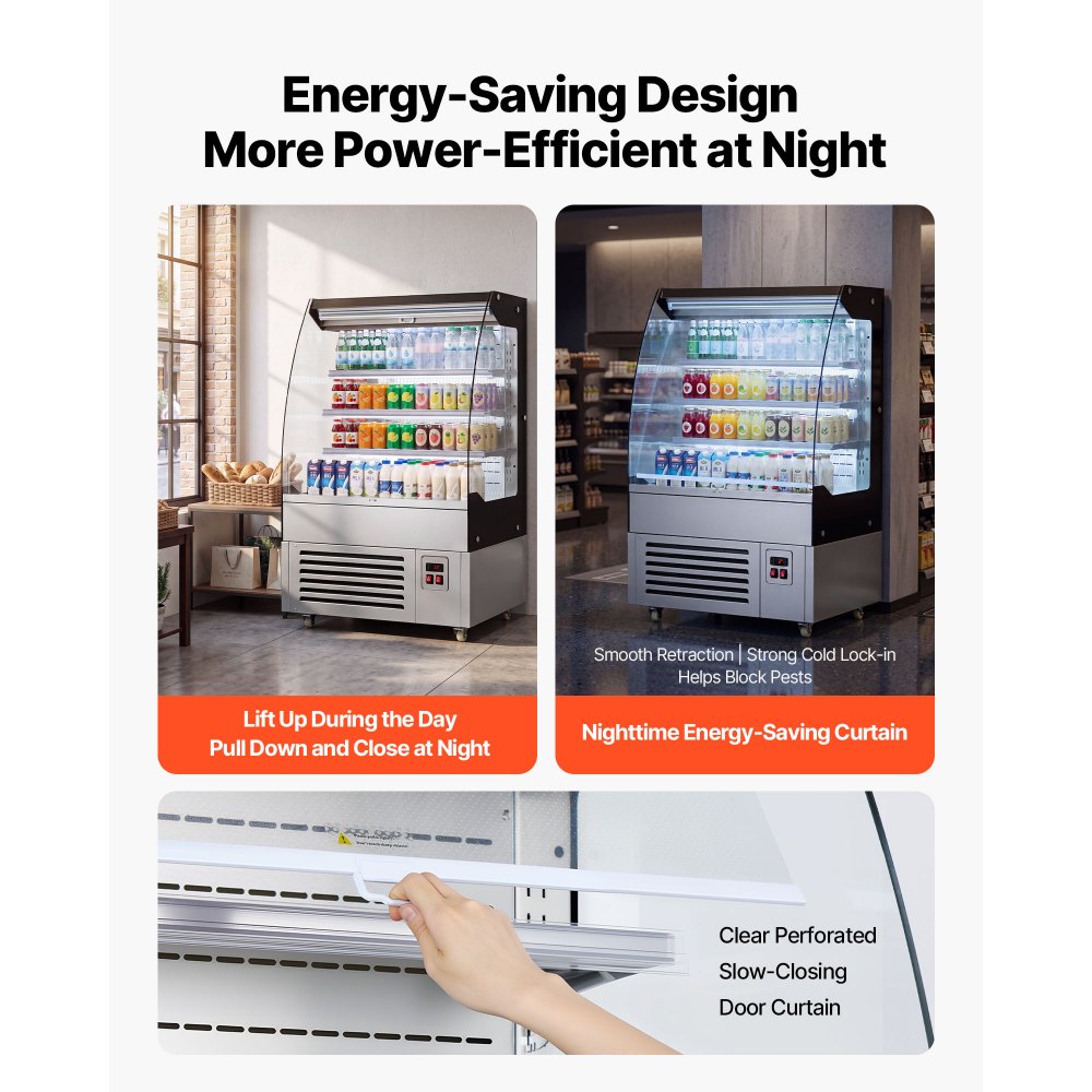 Vevor Open Air Merchandiser 5.4 cu. ft. 3-Tier Commercial Refrigerator Display Cooler New