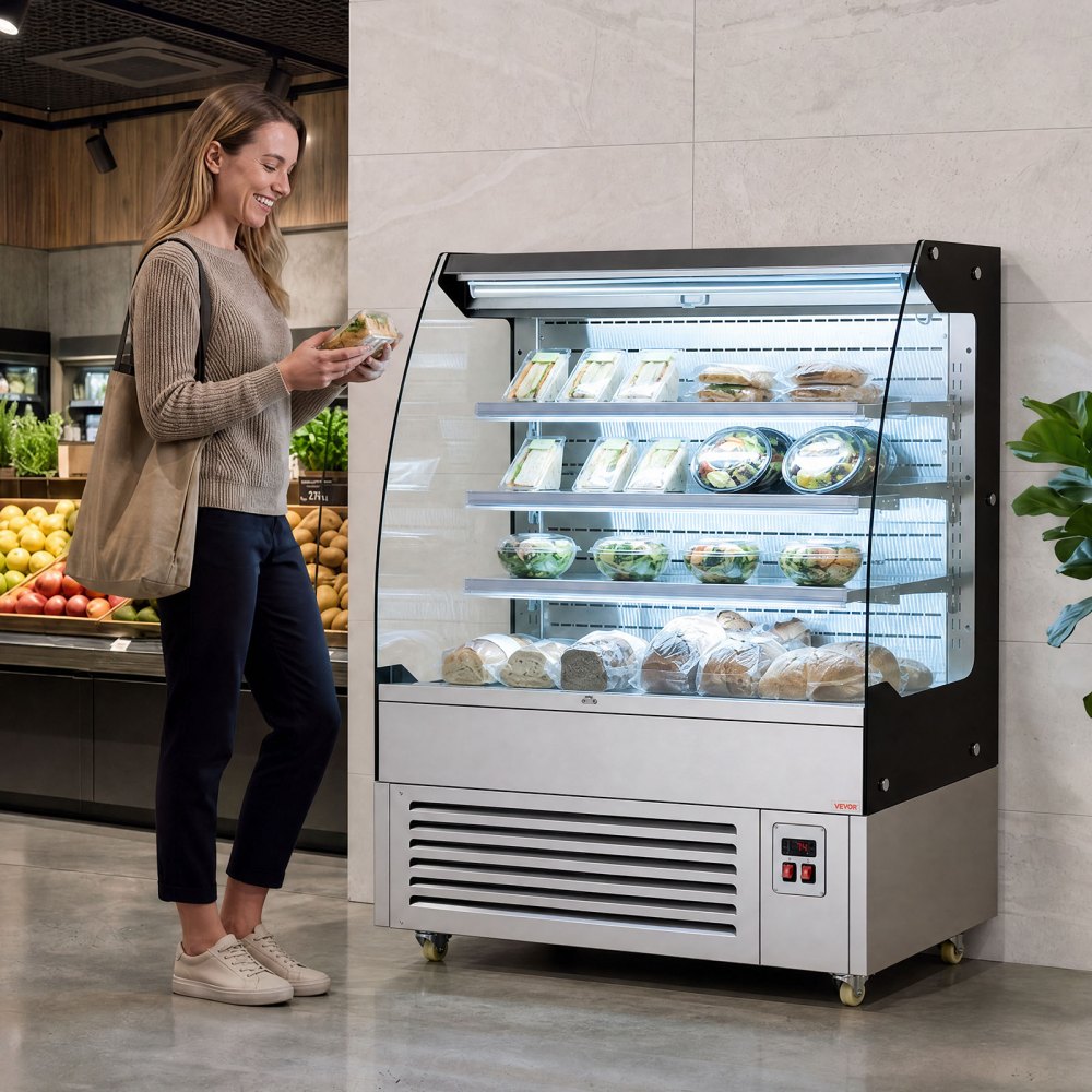 Vevor Open Air Merchandiser 7.5 cu. ft. 3-Tier Commercial Refrigerator Display Cooler New