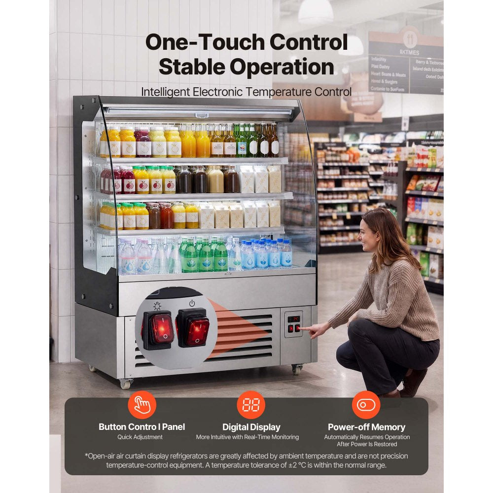 Vevor Open Air Merchandiser 7.5 cu. ft. 3-Tier Commercial Refrigerator Display Cooler New
