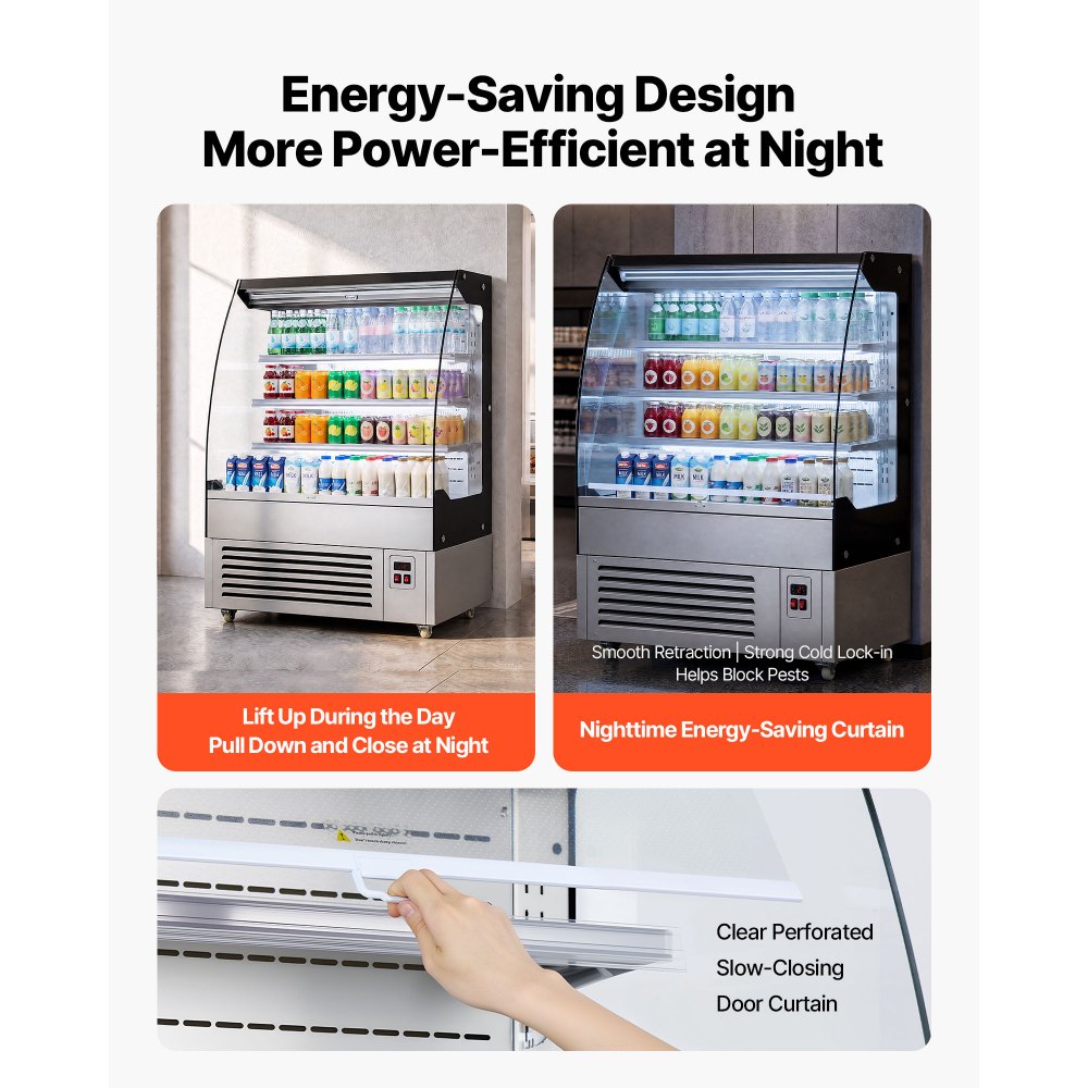 Vevor Open Air Merchandiser 7.5 cu. ft. 3-Tier Commercial Refrigerator Display Cooler New