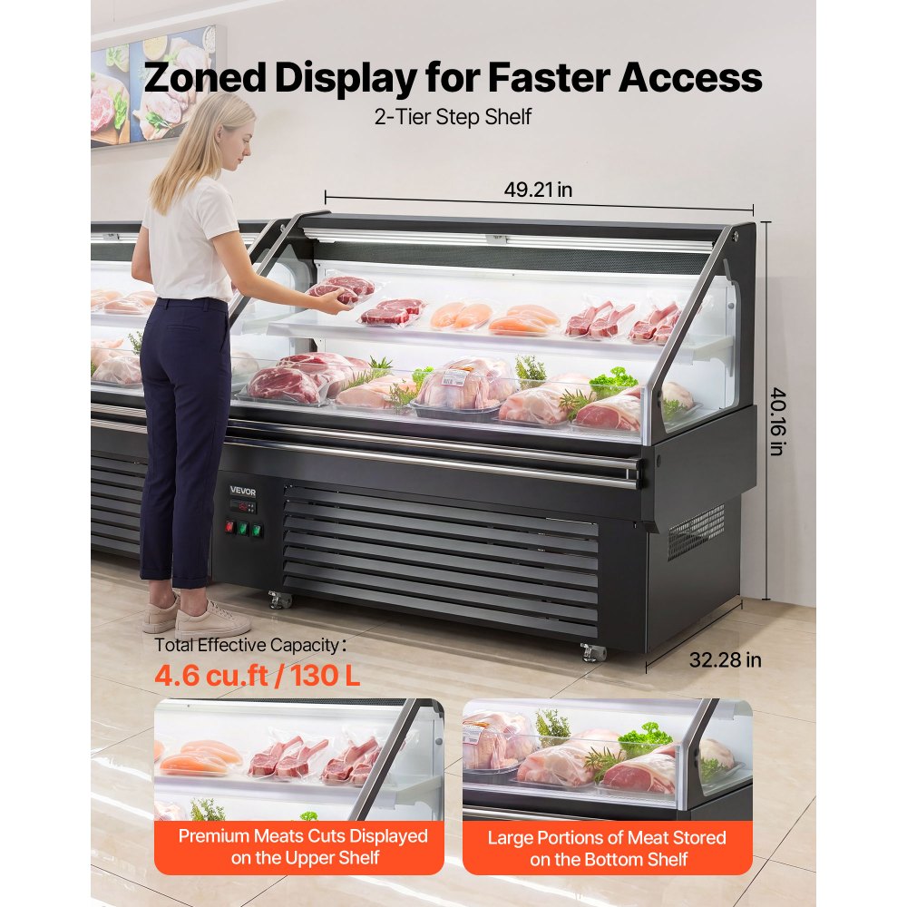 Vevor Open Air Merchandiser 4.6 cu. ft. Commercial Refrigerator Display Cooler New