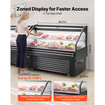 Vevor Open Air Merchandiser 4.6 cu. ft. Commercial Refrigerator Display Cooler New