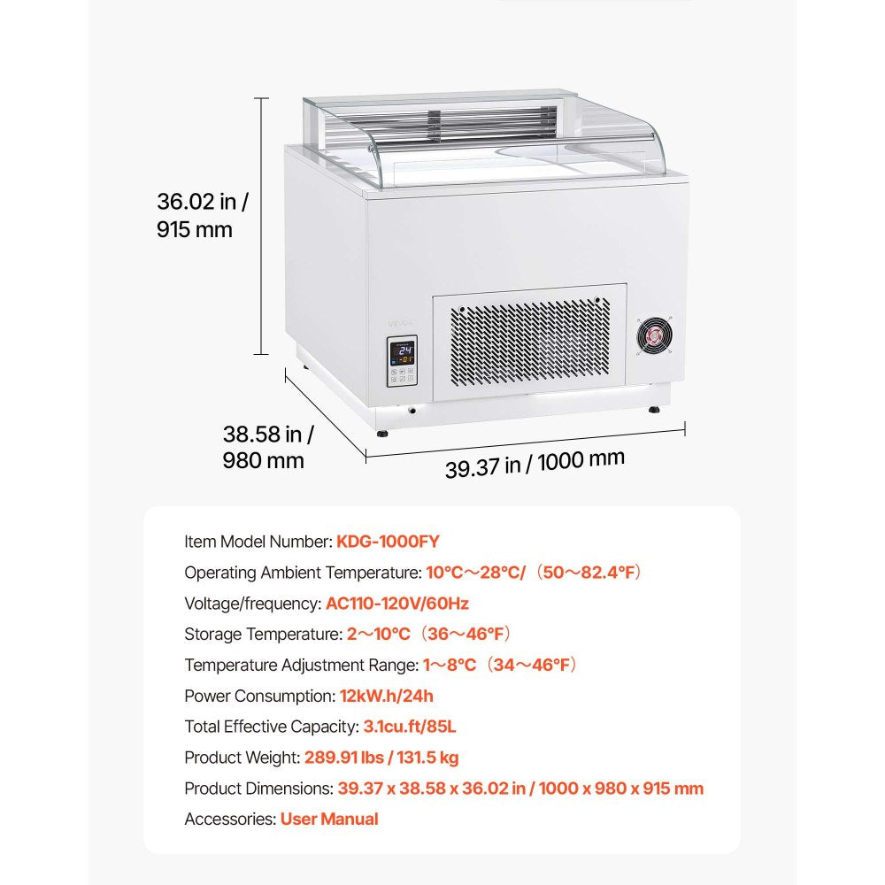 Vevor Open Air Merchandiser 3.1 cu. ft. Commercial Refrigerator Display Cooler New