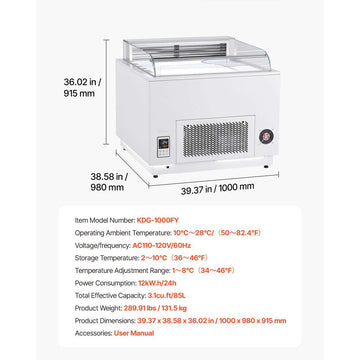 Vevor Open Air Merchandiser 3.1 cu. ft. Commercial Refrigerator Display Cooler New