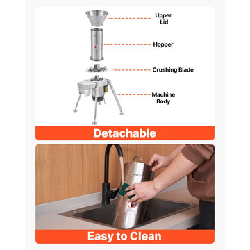 Vevor Fruit Crusher Electric Apple Crusher 1100W Stainless Steel Freestanding New