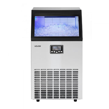 Vevor Ice Maker Commercial Freestanding 100 lbs/24H 26 lbs Bin Stainless Steel New