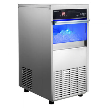 Vevor Ice Maker Commercial 100 lbs/24h Built-In Freestanding Under-Counter Stainless Steel with LED Display Self-Cleaning New