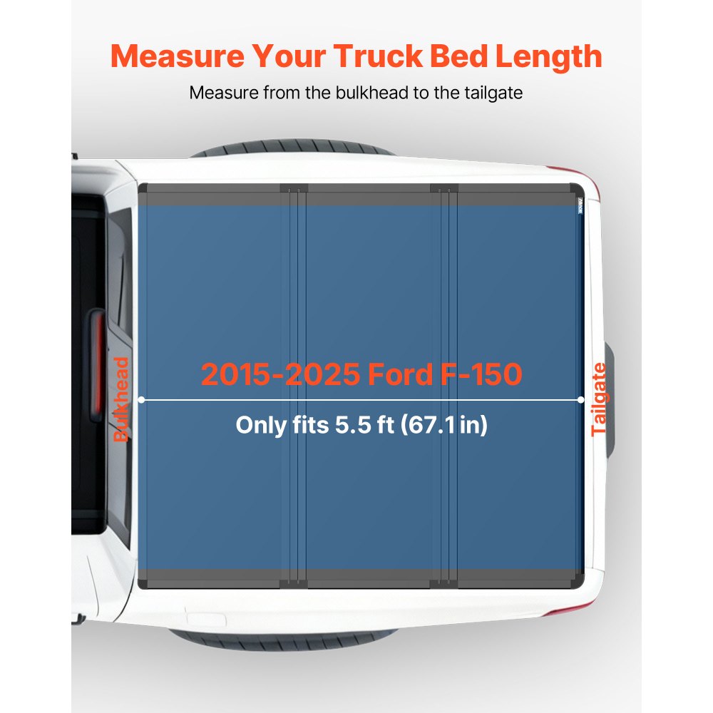 Vevor Truck Tonneau Cover Hard Tri-Fold for 2015-2025 Ford F150 5.5' Bed New
