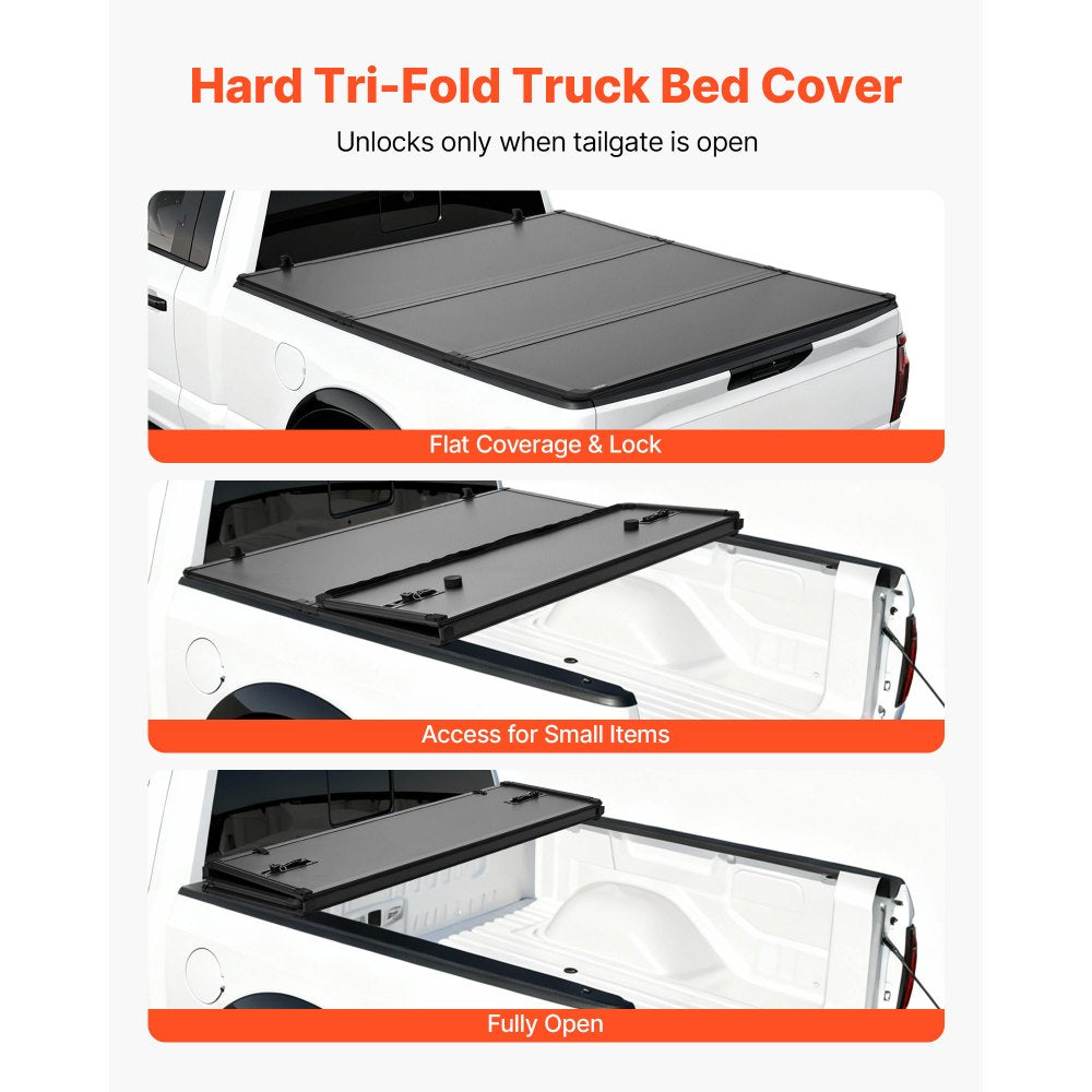 Vevor Truck Tonneau Cover Hard Tri-Fold for 2015-2025 Ford F150 5.5' Bed New