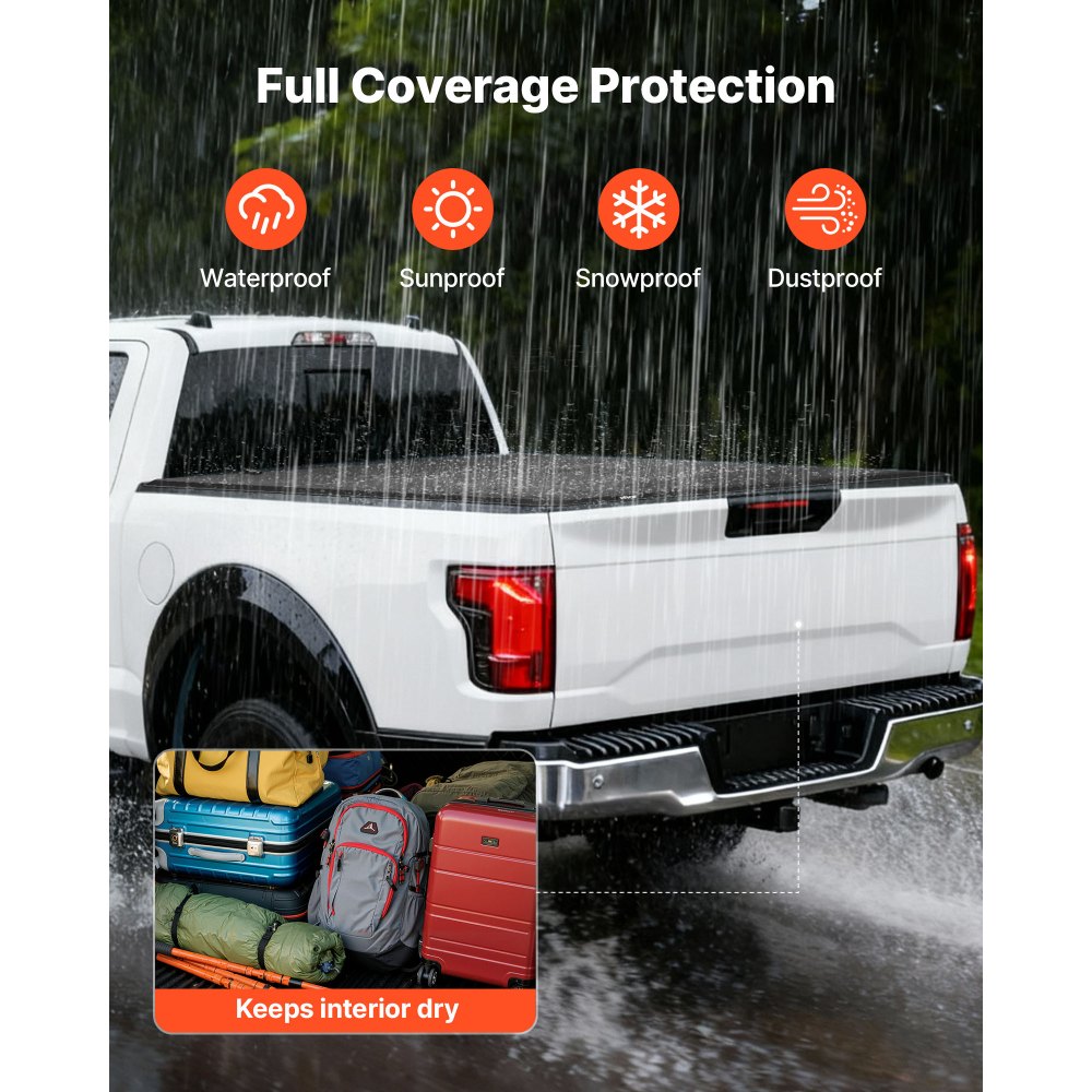 Vevor Truck Tonneau Cover Hard Tri-Fold for 2015-2025 Ford F150 5.5' Bed New