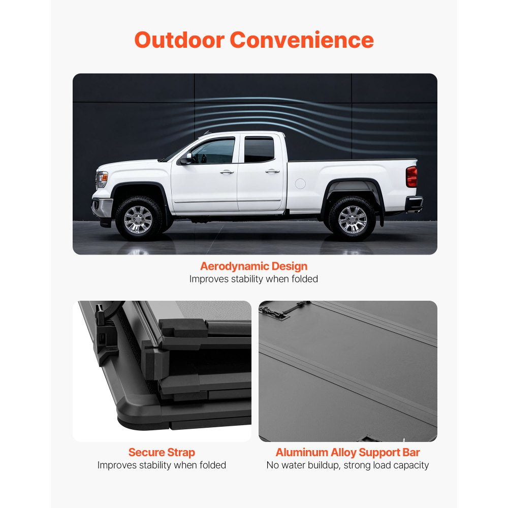 Vevor Truck Tonneau Cover Hard Tri-Fold for 2015-2025 Ford F150 5.5' Bed New
