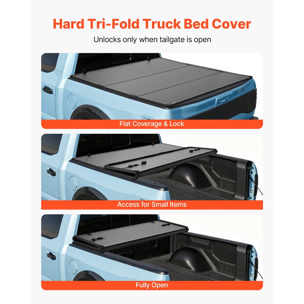 Vevor Truck Bed Tonneau Cover Hard Tri-Fold for 2022-2025 Toyota Tundra 5.6' Bed New