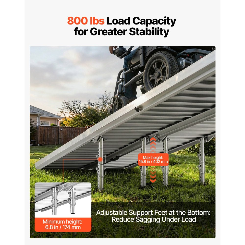 Vevor Wheelchair Ramp 10' Folding Non-Slip Aluminum Portable Threshold Ramp New
