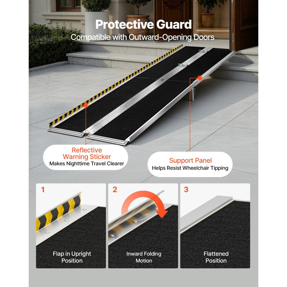 Vevor Wheelchair Ramp 10' Folding Non-Slip Aluminum Portable Threshold Ramp New