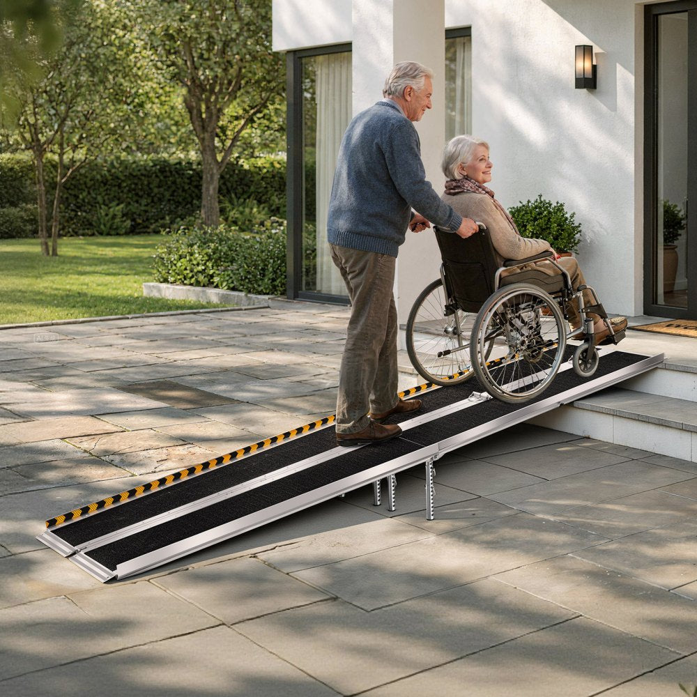 Vevor Wheelchair Ramp 10' Folding Non-Slip Aluminum Portable Threshold Ramp New