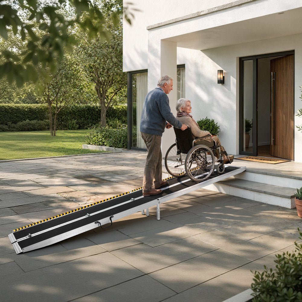 Vevor Wheelchair Ramp 12' Folding Non-Slip Aluminum Portable Threshold Ramp New