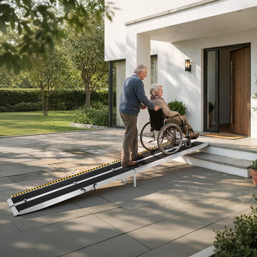 Vevor Wheelchair Ramp 12' Folding Non-Slip Aluminum Portable Threshold Ramp New