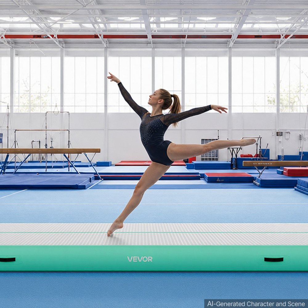 Vevor Inflatable Gymnastics Air Mat 20' x 6.6' x 8" Mint Green New
