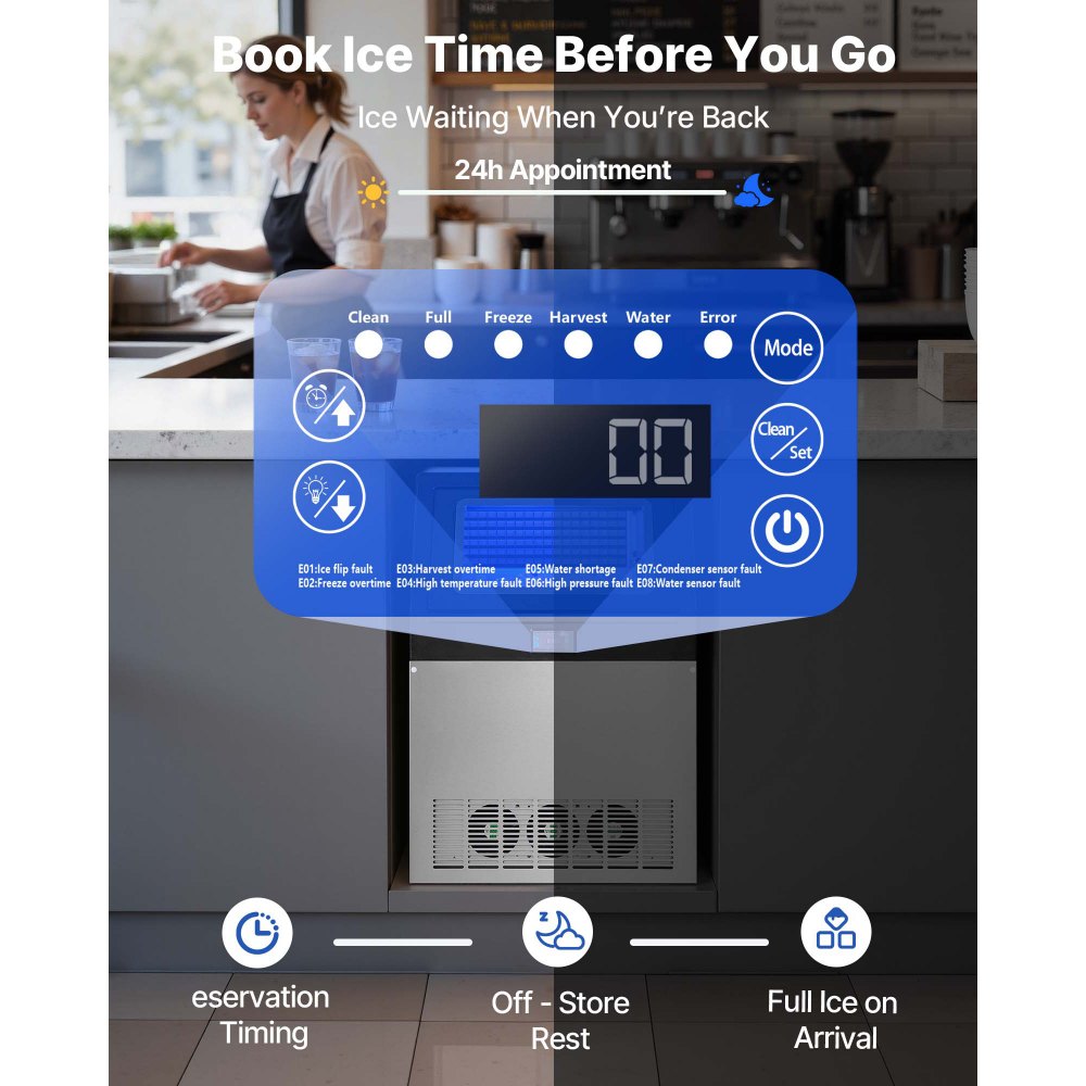 Vevor Ice Maker Commercial 360 lbs/24h Freestanding Under Counter Stainless Steel with Pump New