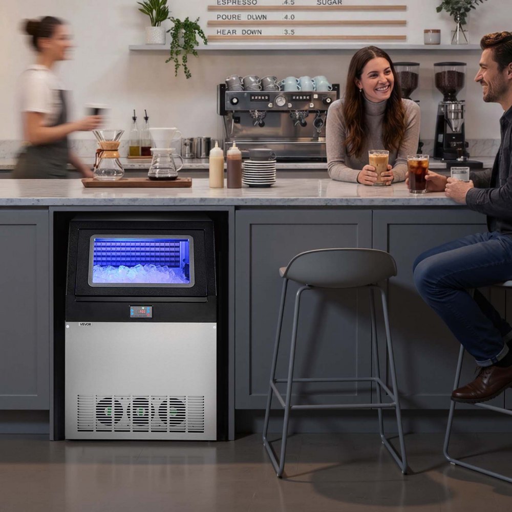 Vevor Ice Maker Commercial 360 lbs/24h Freestanding Under Counter Stainless Steel with Pump New
