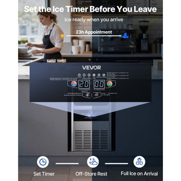 Vevor Ice Maker Commercial Freestanding Under-Counter Stainless Steel 160 lbs/24h with Pump New