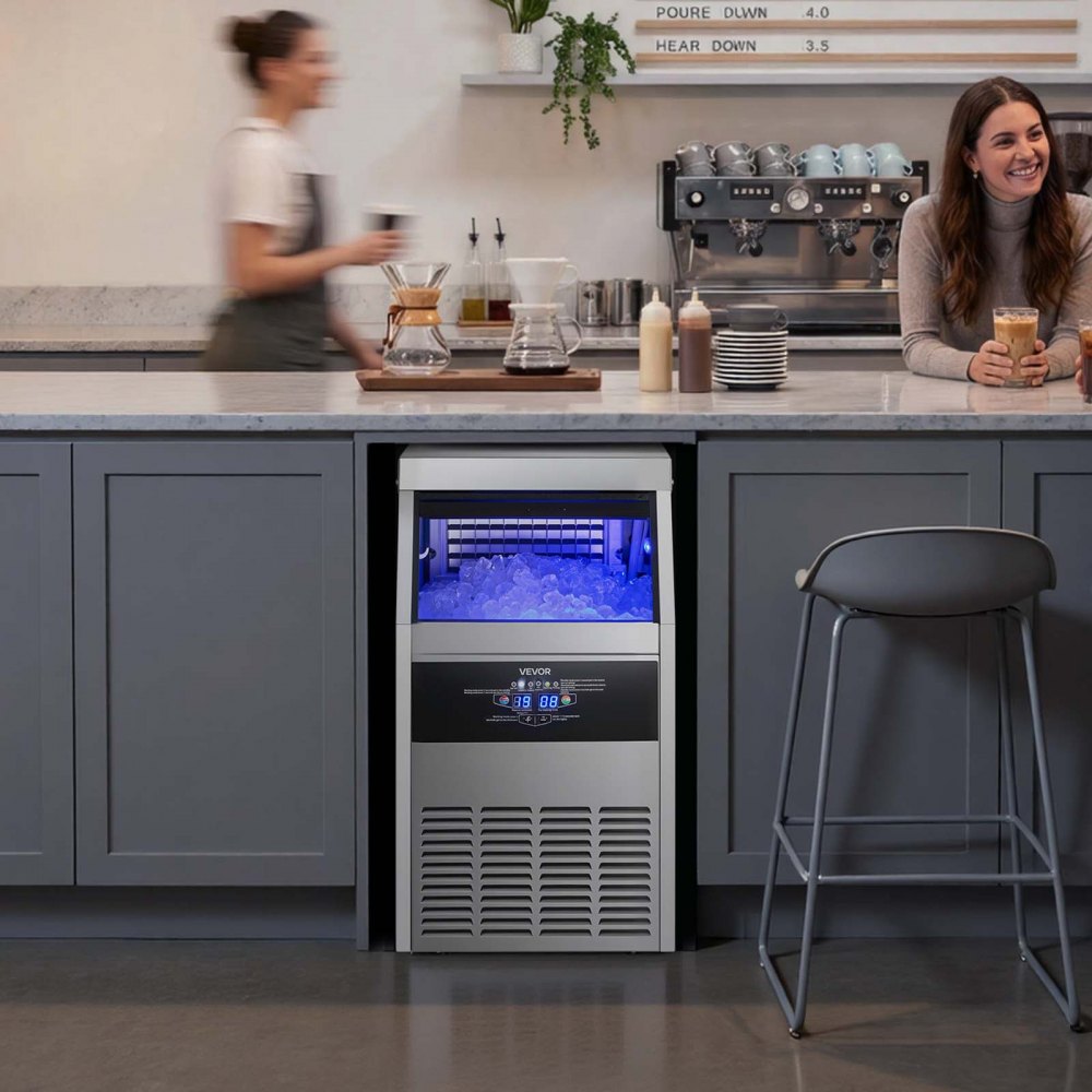 Vevor Ice Maker Commercial Freestanding Under-Counter Stainless Steel 160 lbs/24h with Pump New